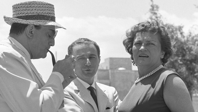 Suso Cecchi D'Amico and Luchino Visconti on the set of THE LEOPARD